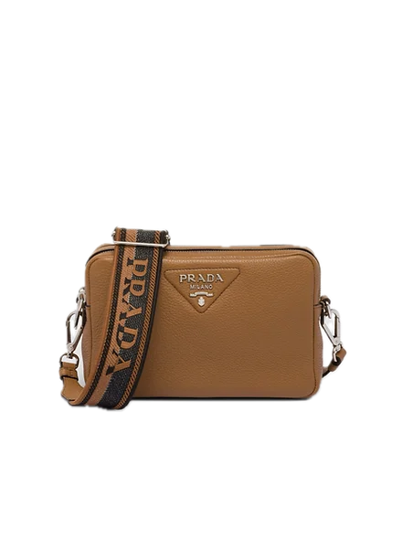 Replica Prada Leather bag with shoulder strap 1BH082 brown